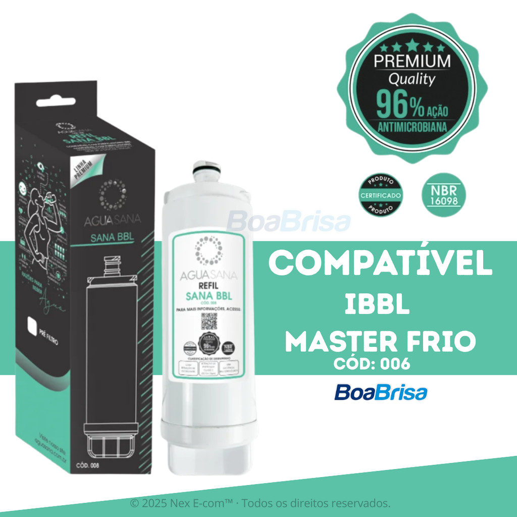 Refil Filtro Purificador de Água Sanalux Cod 008 - Compatível IBBL FR600 Imaginare Master Frio