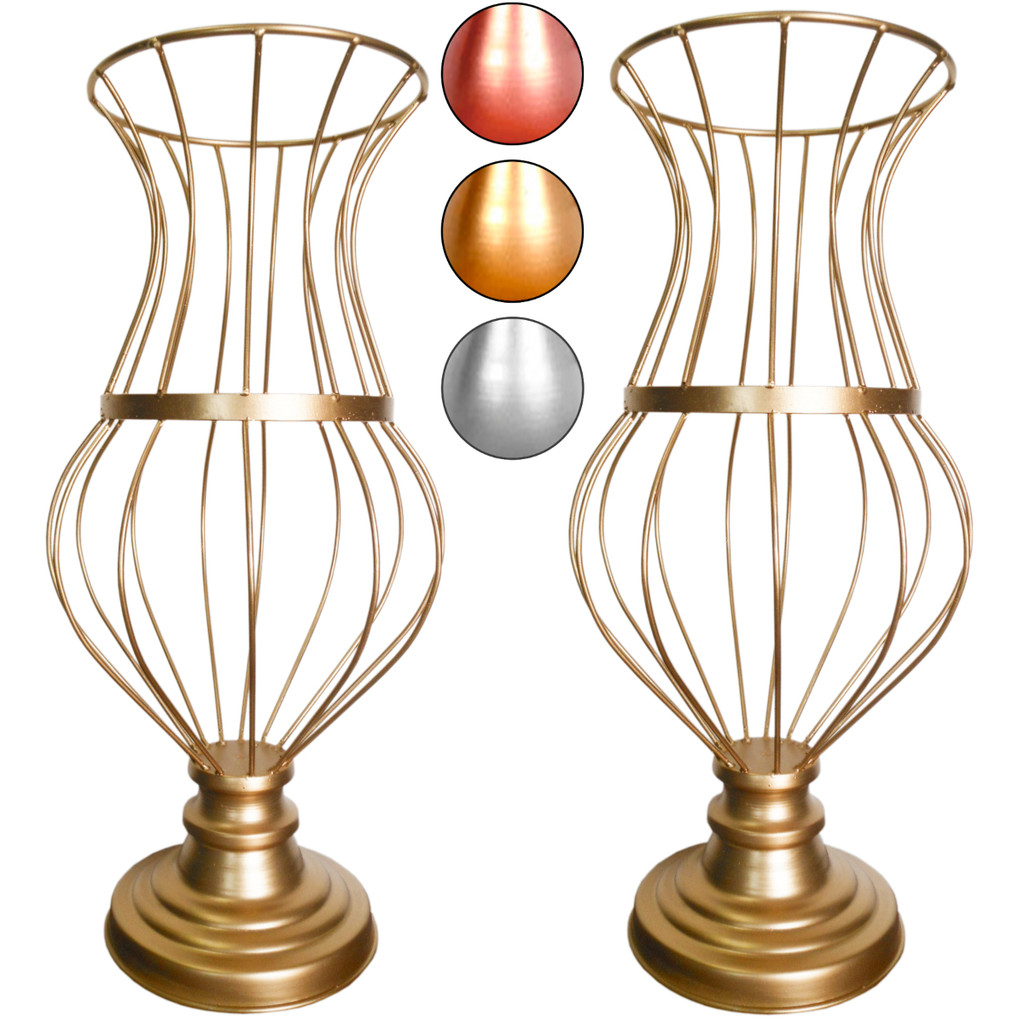 2 Vaso Dourado Armação Conde Grecia 45cm Para Pedrarias  Decoração De Mesa Festa