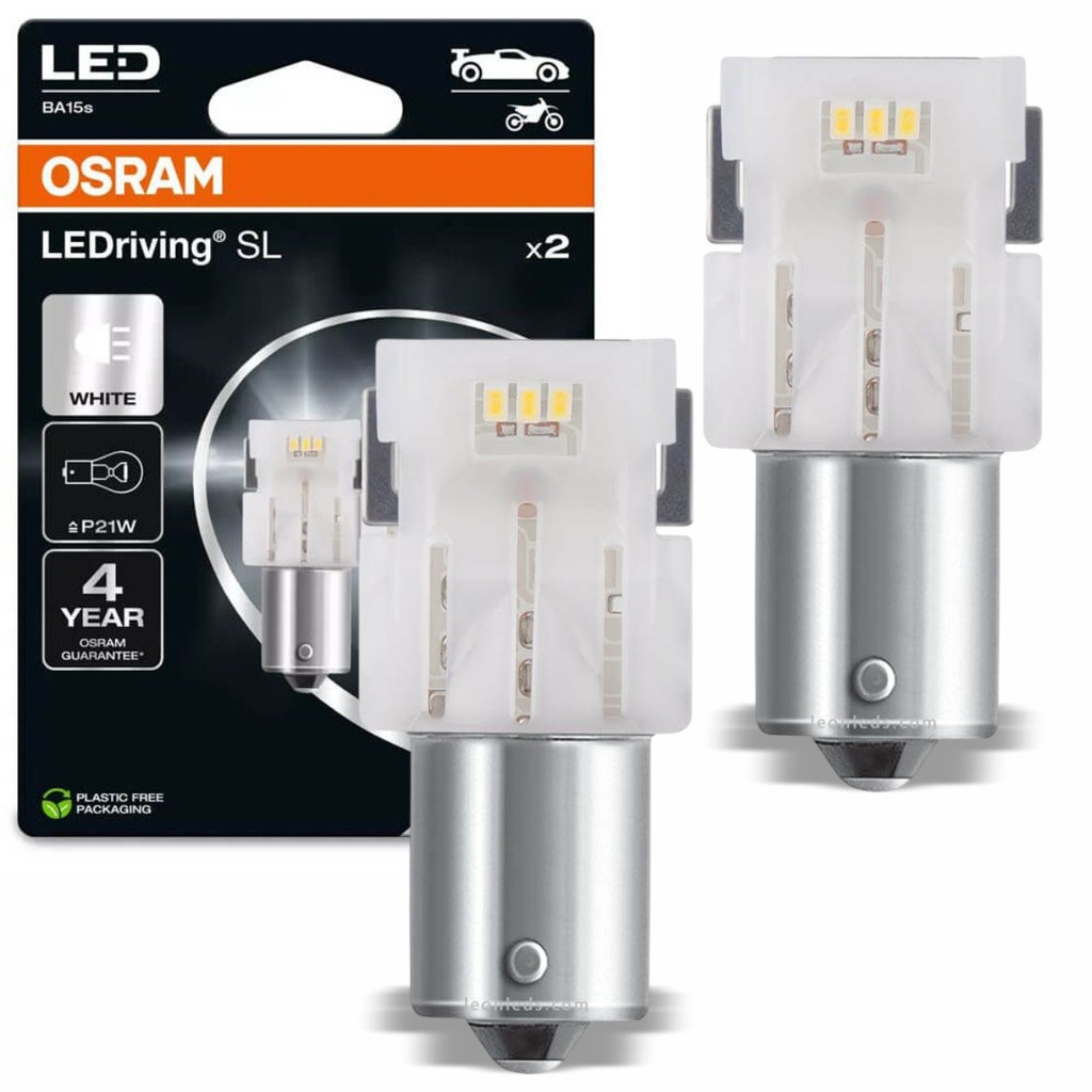 Par Lâmpada LED retrofit 1 Polo P21W Osram 6000K Branco Frio 12V Original 160 lumens