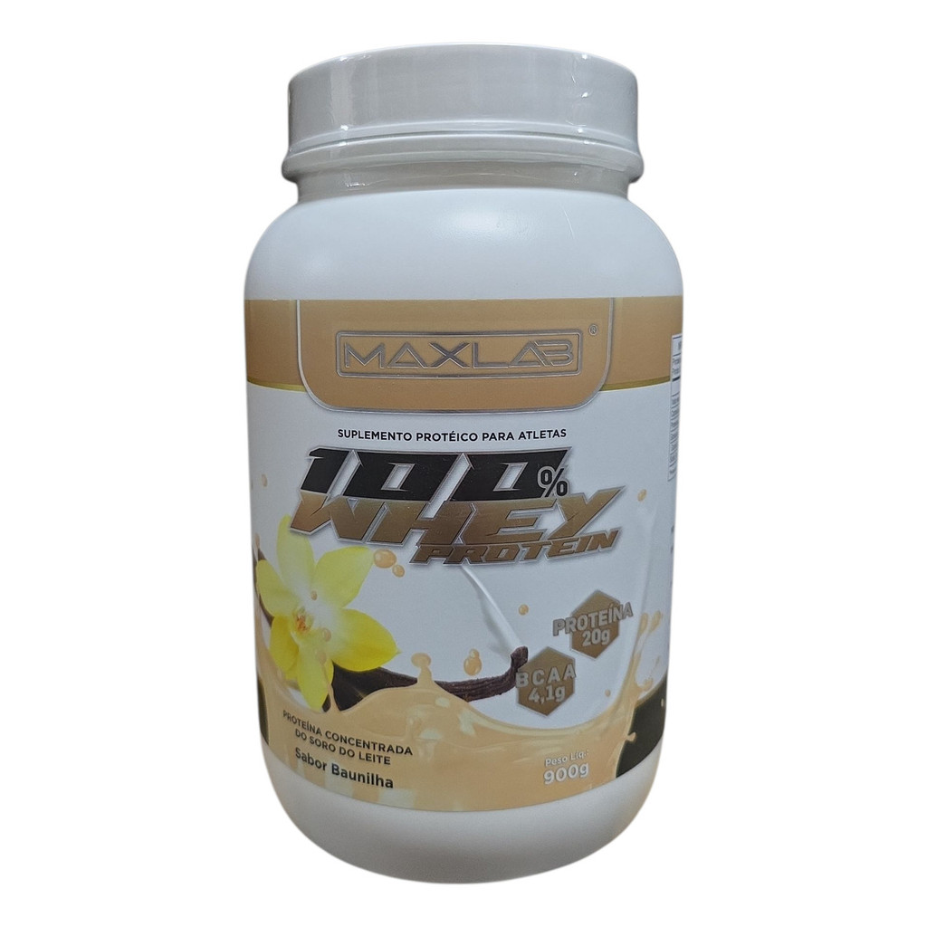 Maxlab Whey 100% Baunilha 900g - Pó De Whey Protein 20 g de Proteina por Scups