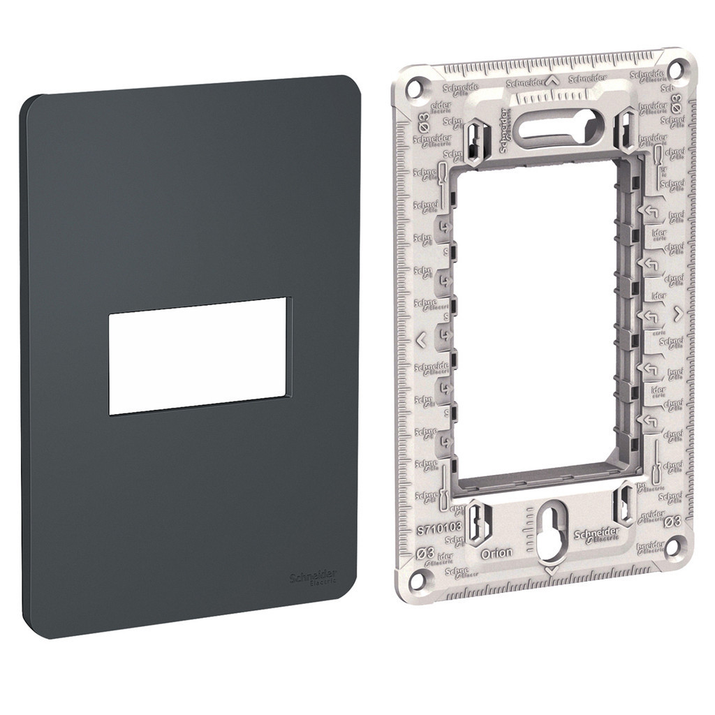 Conjunto Placa 4x2 1 Posto Black + Suporte Orion Schneider em Oferta na Shopee
