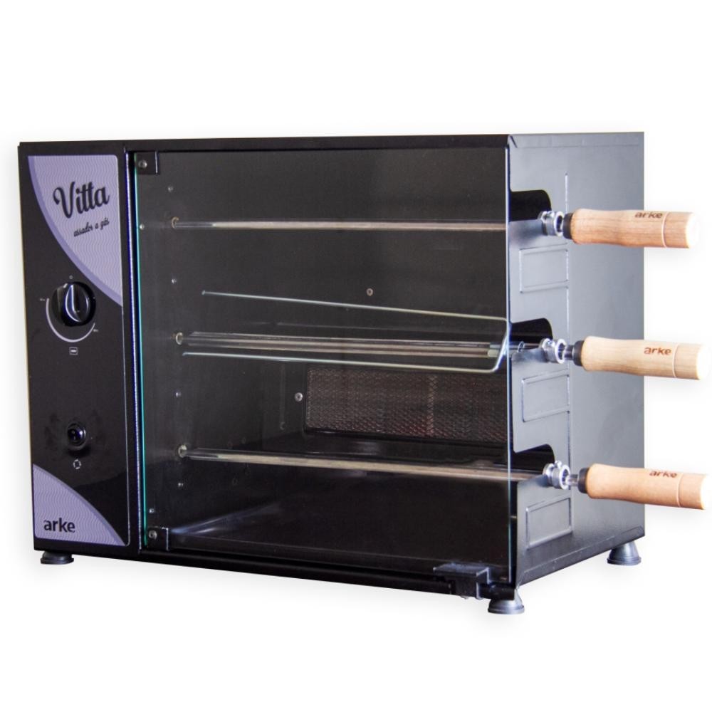 Churrasqueira a Gás Rotativa Arke Vitta 3 Espetos Preto GLP 127V em Oferta na Shopee