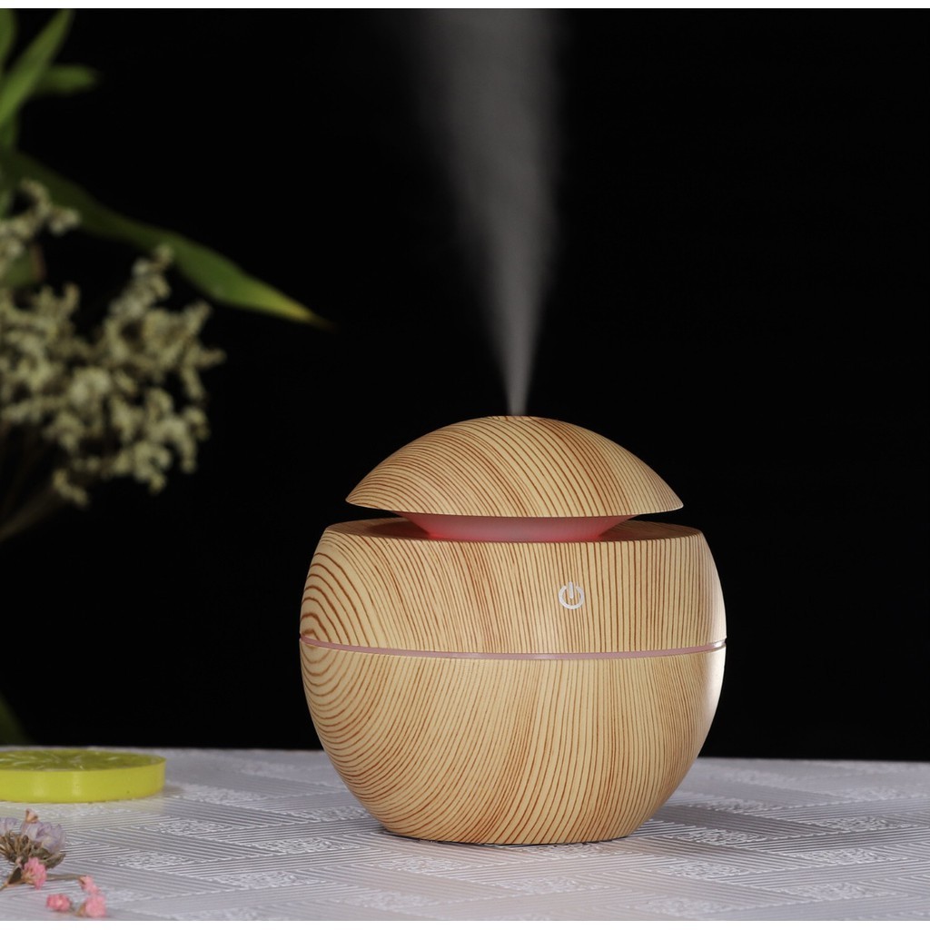 Umidificador Ultrassônico Difusor USB Tipo Madeira Led 130ml Bege em Oferta na Shopee