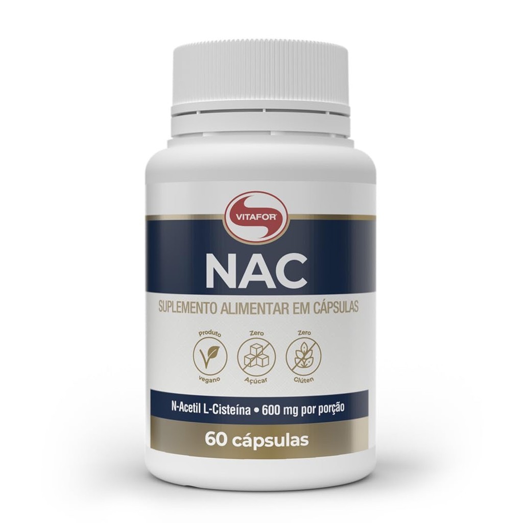 Vitafor - Nac - N-Acetil L-Cisteína, 60 Cápsulas, Branco, 60 Cápsulas em Oferta na Shopee