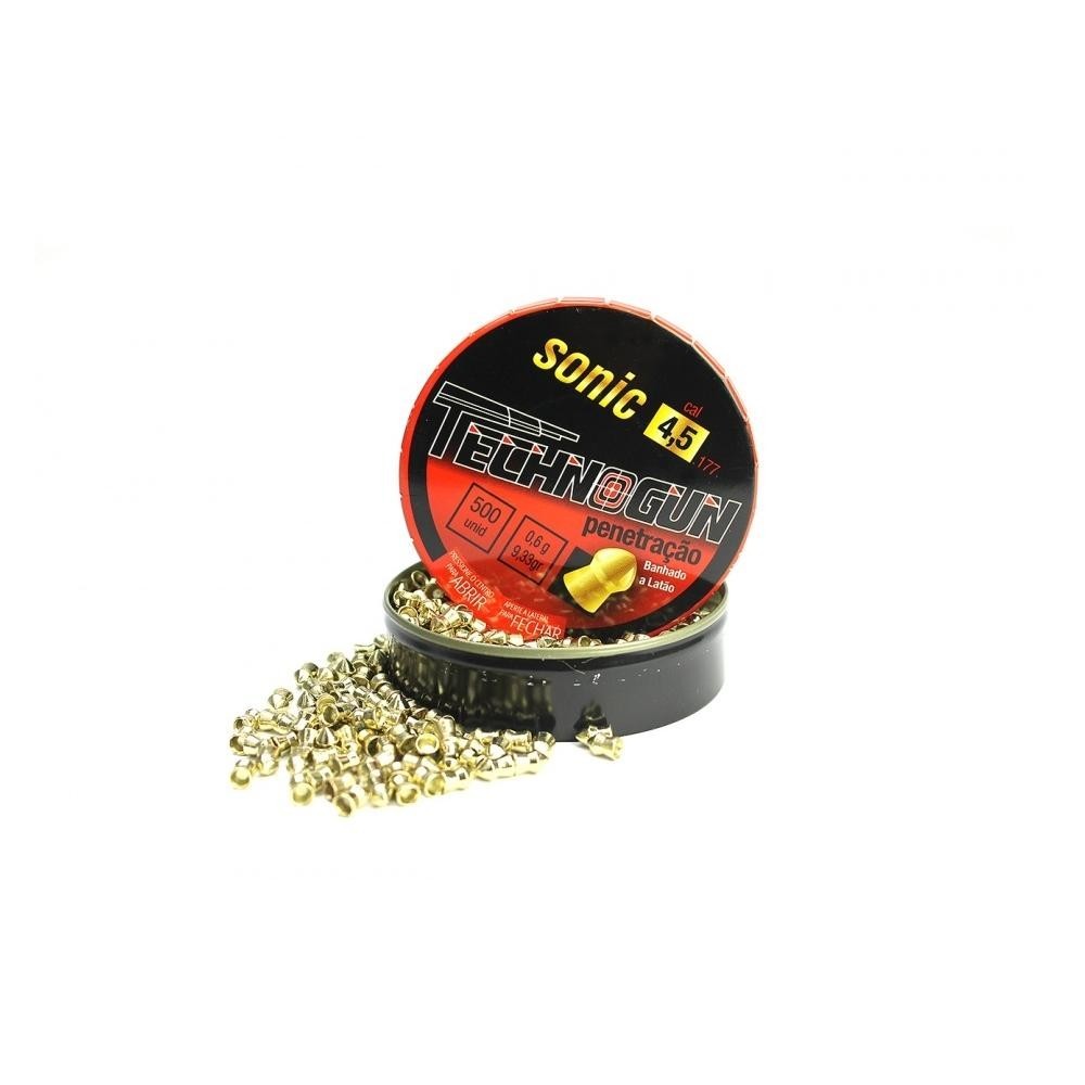 Chumbinho Sonic Gold Latonado 4,5mm Com 500un Technogun