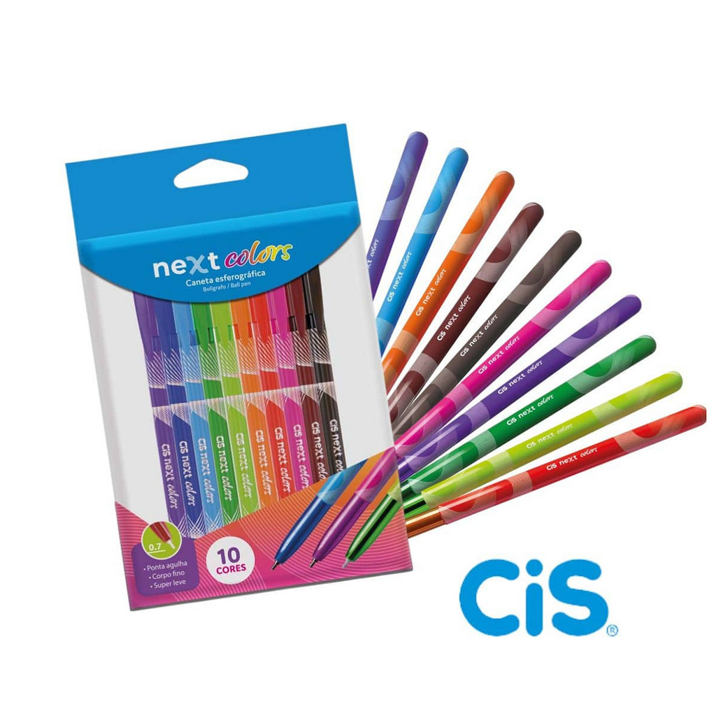 Caneta Esferográfica Cis Next c/10 Cores em Oferta na Shopee