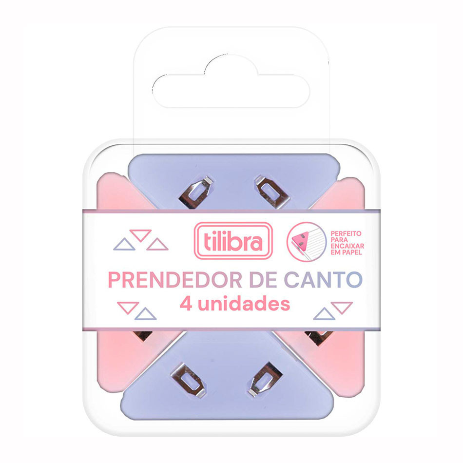 Prendedor de papel triangular 32mm com 4 unidades 353949 Tilibra