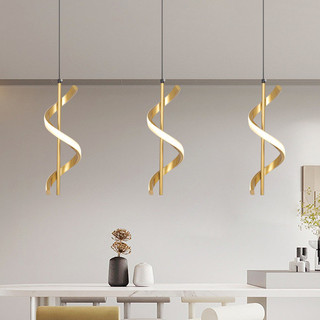 (3 cores em 1 luz) Lustre Pendente Luminária de Teto Led Dourado Decoração Minimalista Moderno para Sala Quarto Cozinha