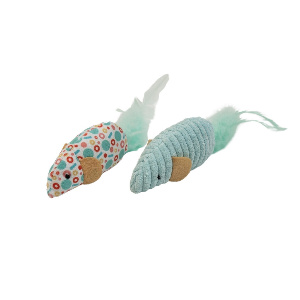 kit brinquedos 2 pelúcias ratinhos para gatos - oikos animal - Pets