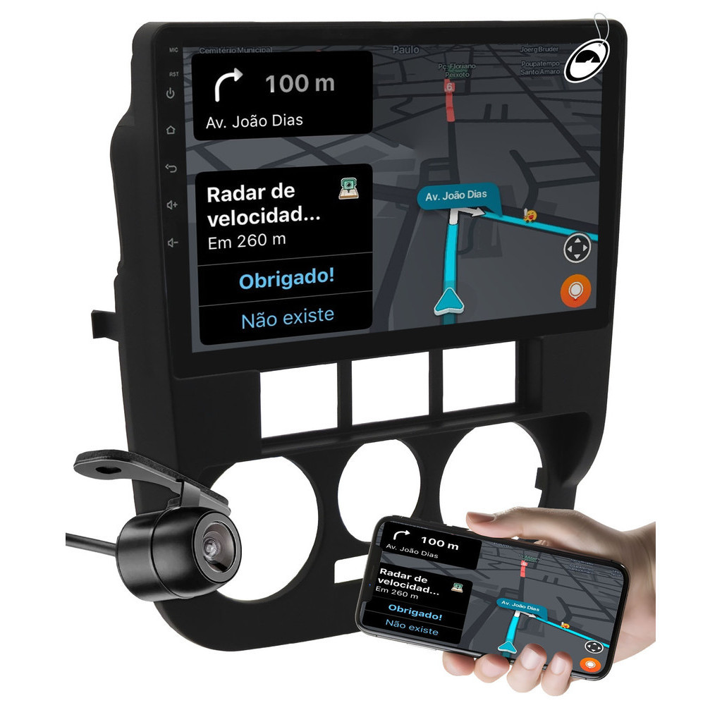 Multimidia 2 Din 9 Polegadas Android Auto CarPlay Gol Saveiro Parati G4 + Moldura + Câmera Ré