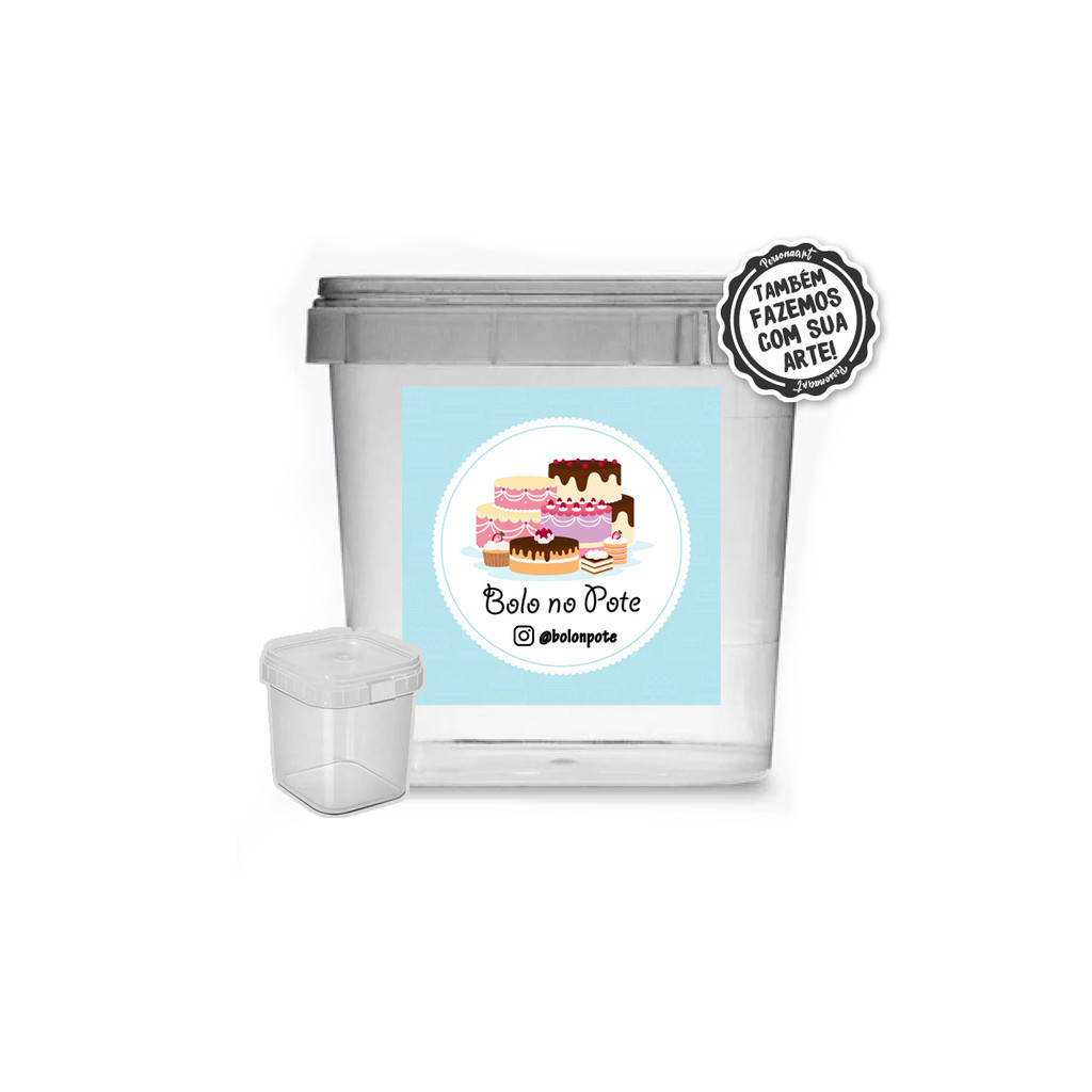 KIT 24 Adesivos para Bolo de Pote Personalizado Rótulo Bolo de Copo Modelo 16 Bolo no pote