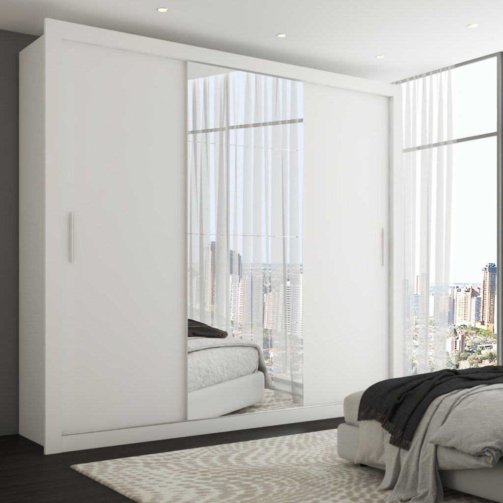 Guarda-Roupa Casal Hamburgo 3 Portas 4 Gavetas Com Espelho em Oferta na Shopee