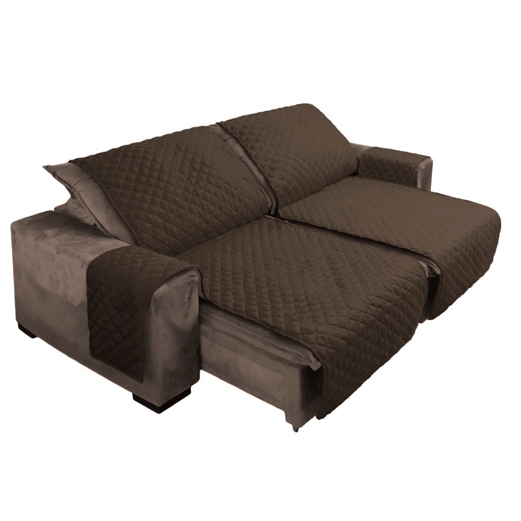 Protetor capa de para sofá king reclinável 1,80m x 2,40m com porta objetos modelo elegance