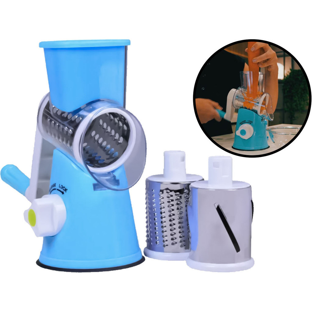 Cortador Ralador Fatiador Manual Para Legumes Vegetais Multiuso 3 Lâminas Em Aço Inox Kala