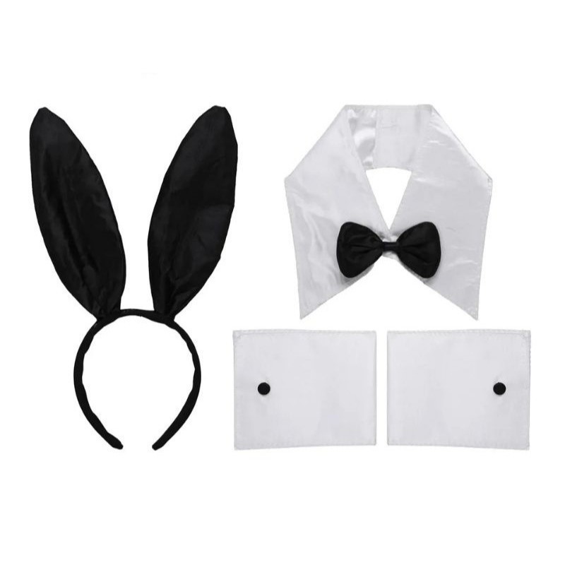 Kit 4 Peças Fantasia Coelhinha da Playboy para Festa de Carnaval - Divirta-se com Elegância e Estilo!" em Oferta na Shopee