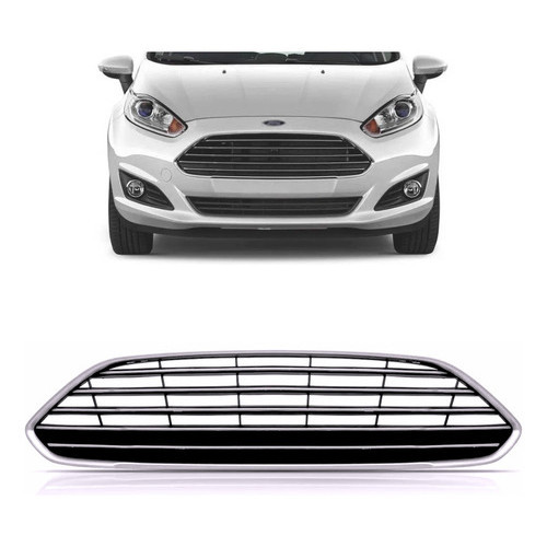 Grade Dianteira New Fiesta 2014 15 16 17 18 Com Friso Cinza