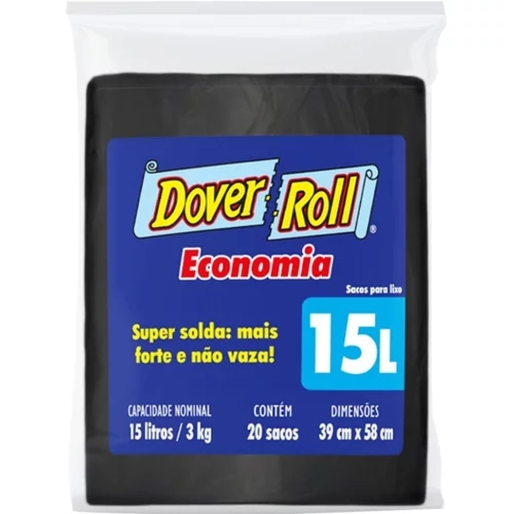 Saco Para Lixo 15L Dover Roll Economia Preto 20Un em Oferta na Shopee