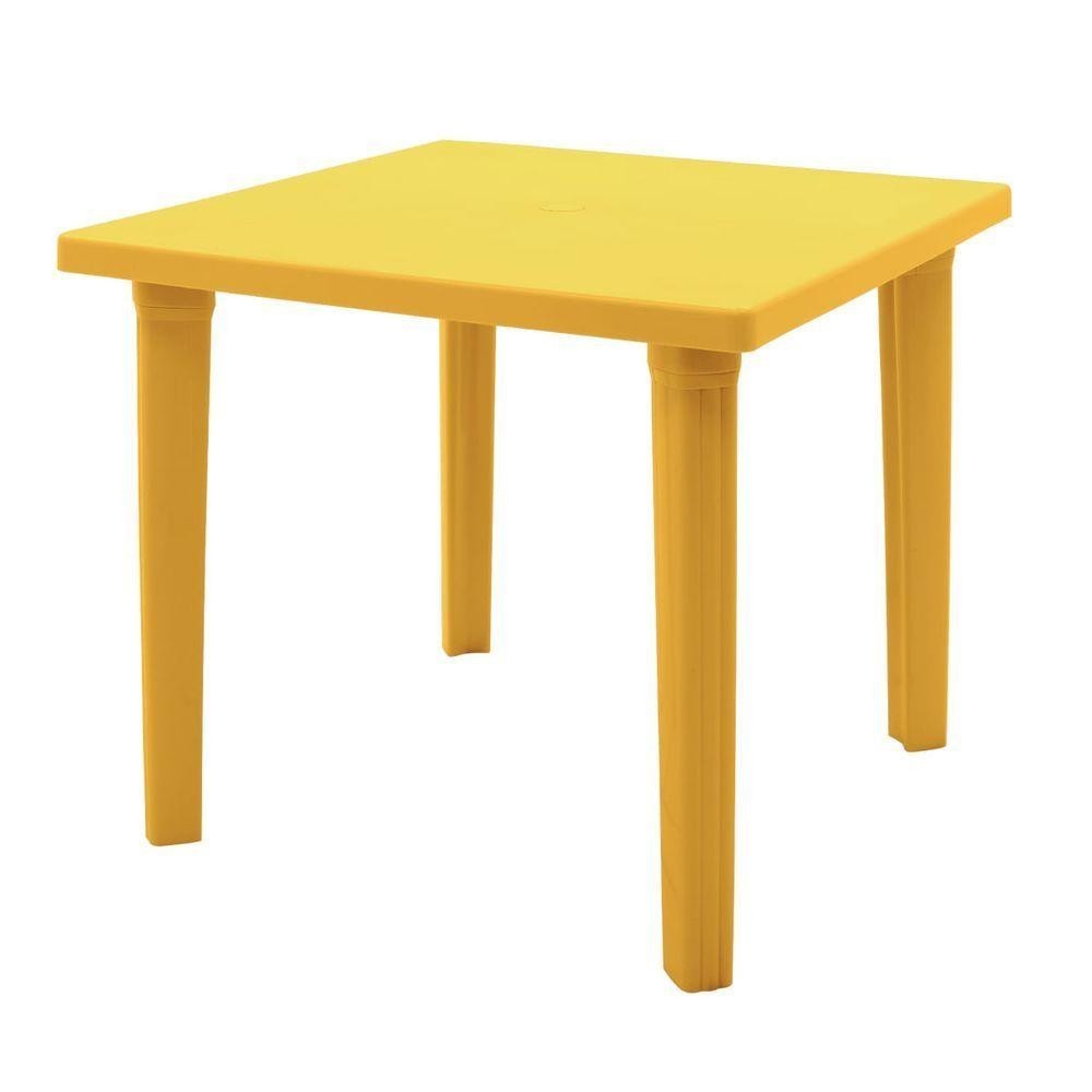 Mesa Tramontina Sancho 80X80cm Em Polipropileno Amarelo
