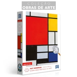 QUEBRA CABEÇA PIET MONDRIAN 500 PEÇAS TEXTURA TOYSTER COLEÇÃO OBRA DE ARTE PINTOR PUZZLE GAME OFFICE