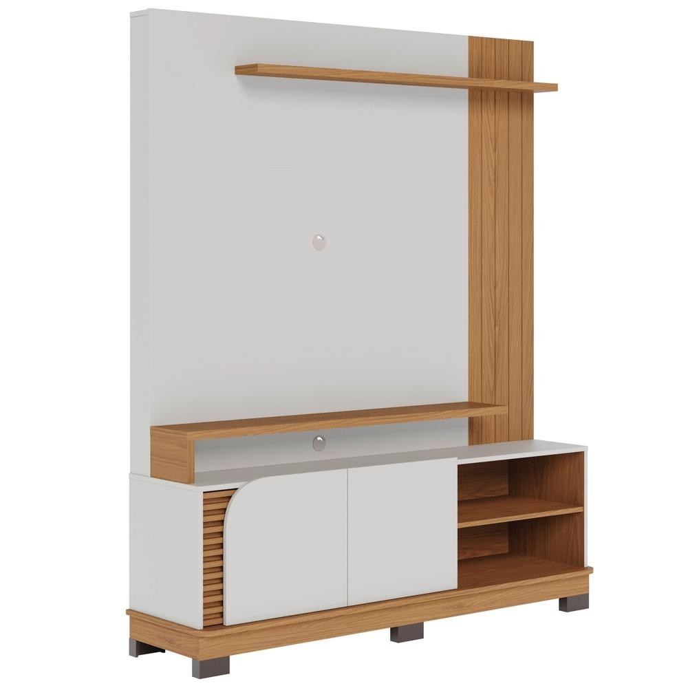 Estante Painel para TV 65 Pol Madrid C05 Off White Matte/Freijó - Mpozenato em Oferta na Shopee