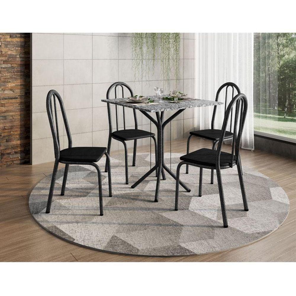 Mesa De Jantar Ambiente Thais 70x70 Cm Com Granito Ocre Itabira Com 4 Cadeiras 050 Preto - Artefamol em Oferta na Shopee