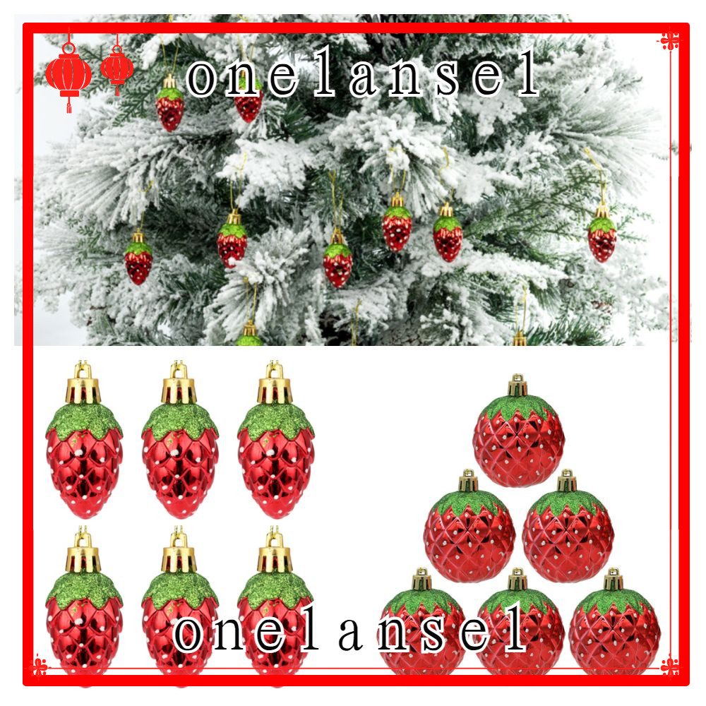 LS 6PCS Ornamento De Árvore De Natal 6PCS , Decoração Em Plástico Galvanizado , Festa Criativa Stawberry Party Suprimentos Xmas Ornament Ball Christmas