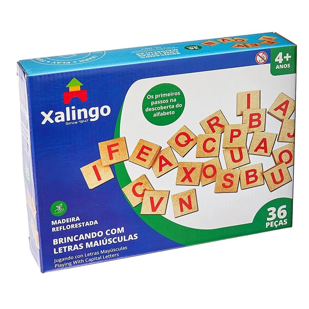Jogo Educativo Brincando Letras Maiúsculas 36 Peças Xalingo