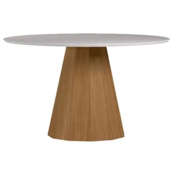 Mesa De Jantar 135x135 Cm Isis Com Vidro Ype Off White - New Ceval