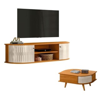 Rack Bancada Suspensa Modena Com Mesa De Centro Indianápolis Cinamomo Off White - Madetec em Oferta na Shopee