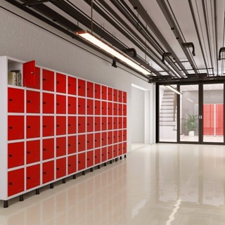 Armário Locker Guarda Volume Aço Light 10 portas 69x179,5cm Cinza/Vermelho em Oferta na Shopee