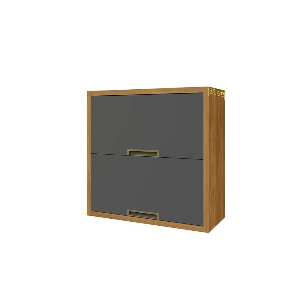 Armário Aéreo p/ Cozinha Imperatriz c/ 2 Portas Basculante 80cm Freijo/Grafite - Nesher em Oferta na Shopee
