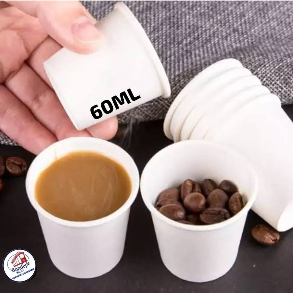 Kit 1000 Copos De Papel Biodegradável BRANCO / KRAFT 60ml com 1000 UNIDADES Café Chá Leite em Oferta na Shopee