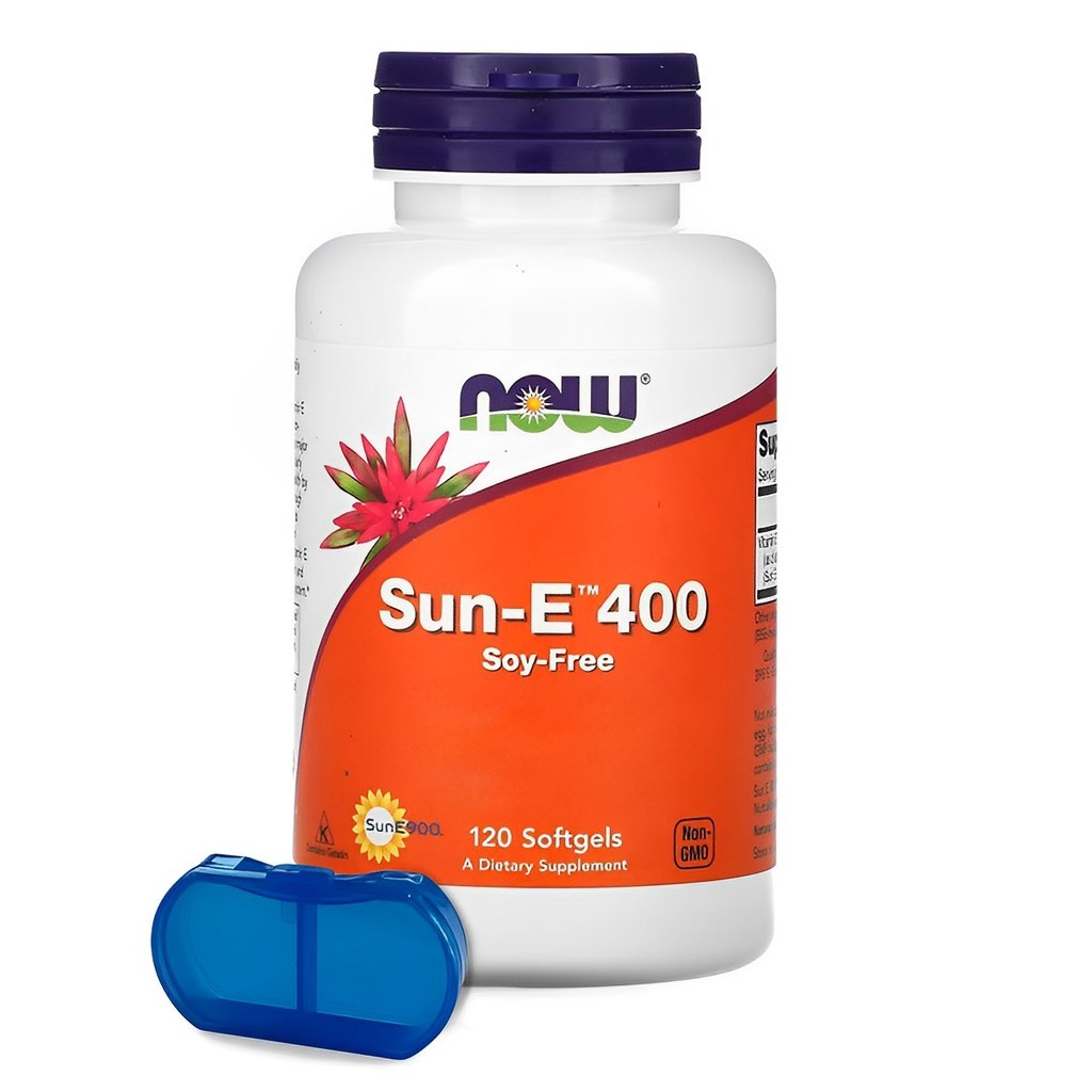 Vitamina E Sun-E 400 268mg Now Foods 120Sof + Porta Cápsulas