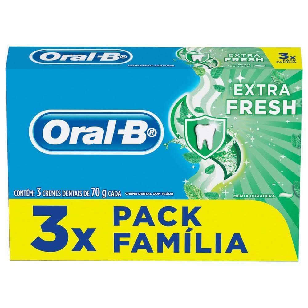 ORAL-B KIT CREME DENTAL EXTRA FRESH 3 UNIDADES COM 70G em Oferta na Shopee