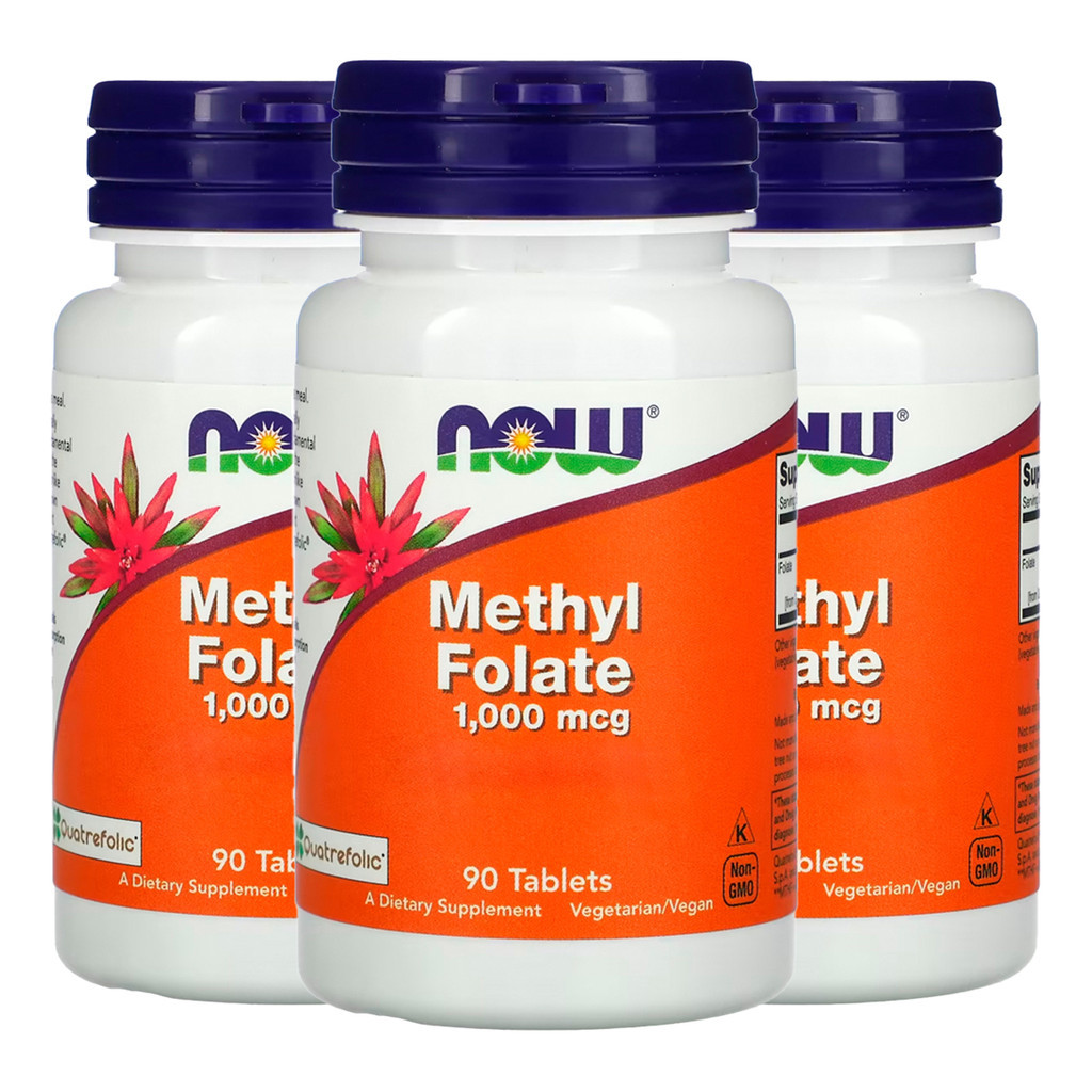 Kit 3x Metilfolato Methyl 1000mcg Now Foods 90 Tablets/Made in Usa