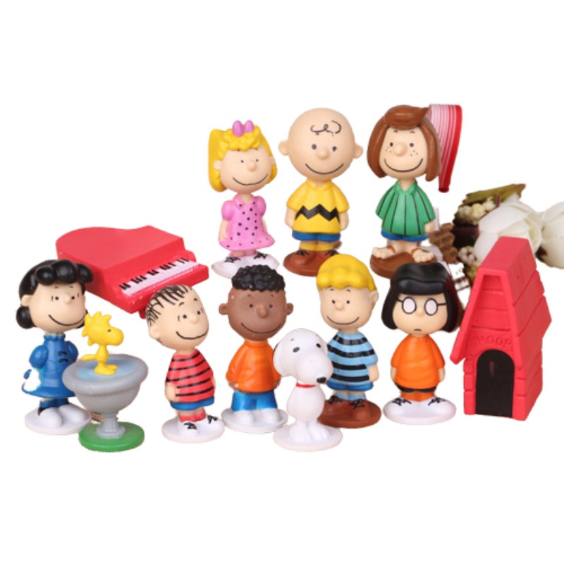 Bonecos Snoopy Charlie Brown 12 Miniaturas Coleção Snoopy