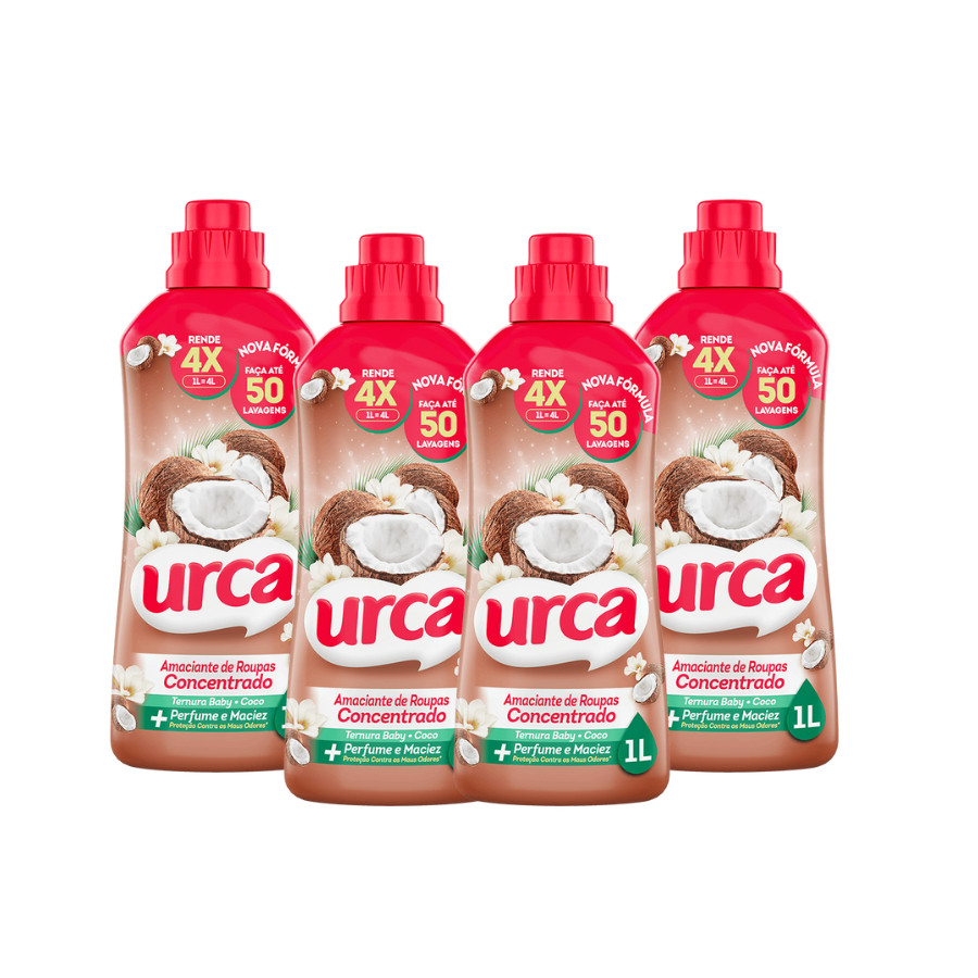 Kit 4 Amaciantes Conc Urca Ternura Coco 1L em Oferta na Shopee