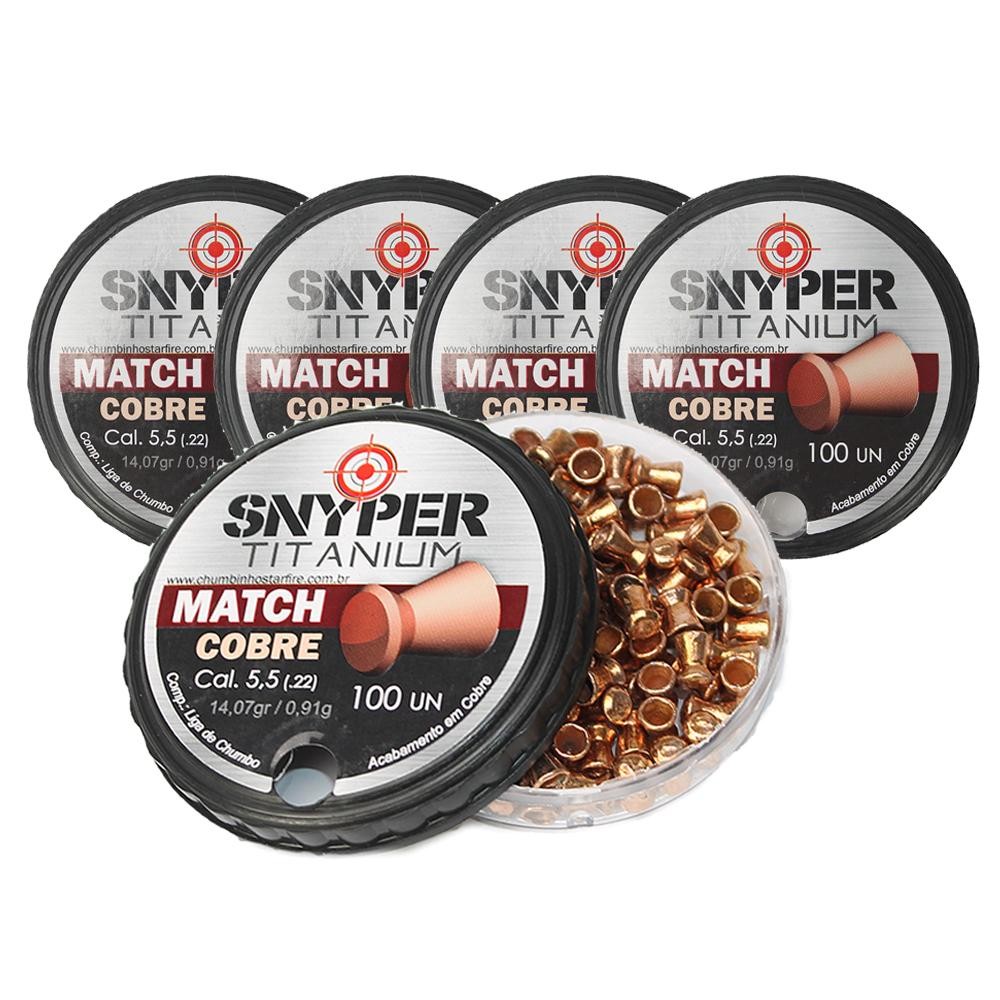 Kit 5 Chumbinhos Titanium Match Cobre 5.5mm - Snyper em Oferta na Shopee