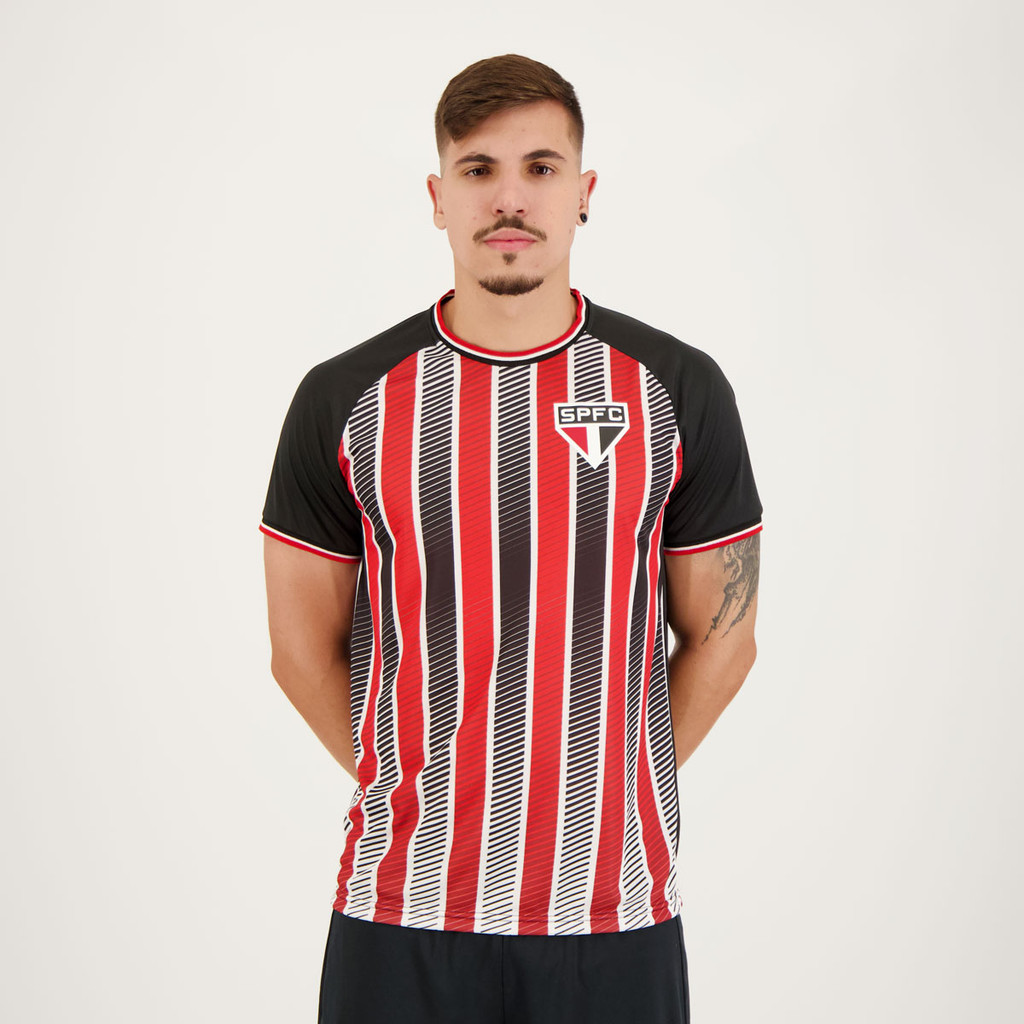 Camisa São Paulo Arrows Preta Vermelha e Branca em Oferta na Shopee