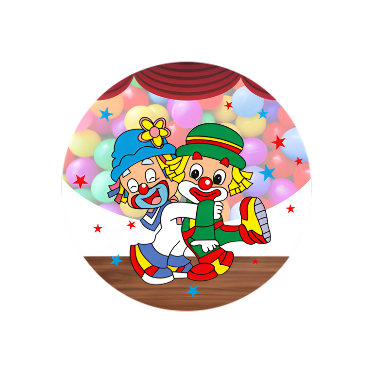 NOVO Painel Festa Infantil Redondo Patati e Patata, Palhaços Musicas Infantis + Arco, Suporte incluso. Fazemos personalizado com qualquer tema. Confeccionado em Lona fosca, impressão de alta resolução. cenário , p/ Decoração