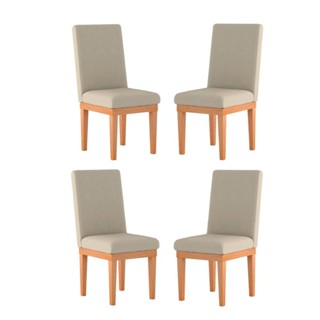 Kit 04 Cadeira Estofada Em Courino Sala De Jantar Bege em Oferta na Shopee
