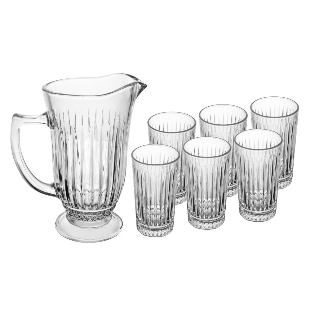 Jarra com 6 Copos Lyor Deli Diamante de Vidro 1L/300ml - Home & Living