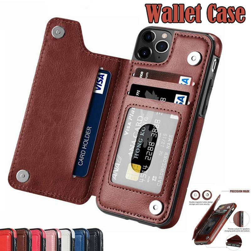 Capa De Couro De Luxo Para iPhone 17 16 Pro Max 15 15Plus 12 13 14 Carteira Titular Do Cartão Slots Flip Case