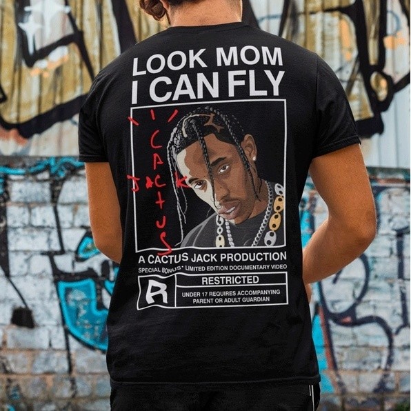 Camiseta Camisa - Travis Scott Cactus Jack Astroworld Look Mom I Can Fly - T-Shirt Confortável