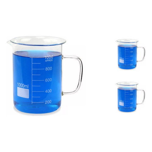 Bequer De Vidro Com Alca De 1l 1000ml - Caixa Com 3 Unidades