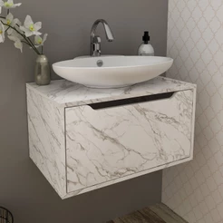 Armário de Banheiro 1 Porta Bn3646 Mármore Branco - Tecno Mobili