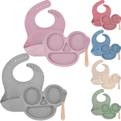 Kit Utensílios Infantil Silicone 3 Peças Bebê Crianças Copo Ventosa Seguro