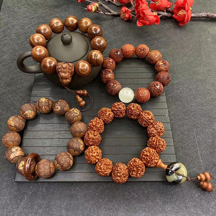 Imagem Vajra Bodhi Contas Budistas Pulseira De Engrenagem Do Carro Estilo Tibetano Cinco Pétalas Carne Explosiva Rosário De