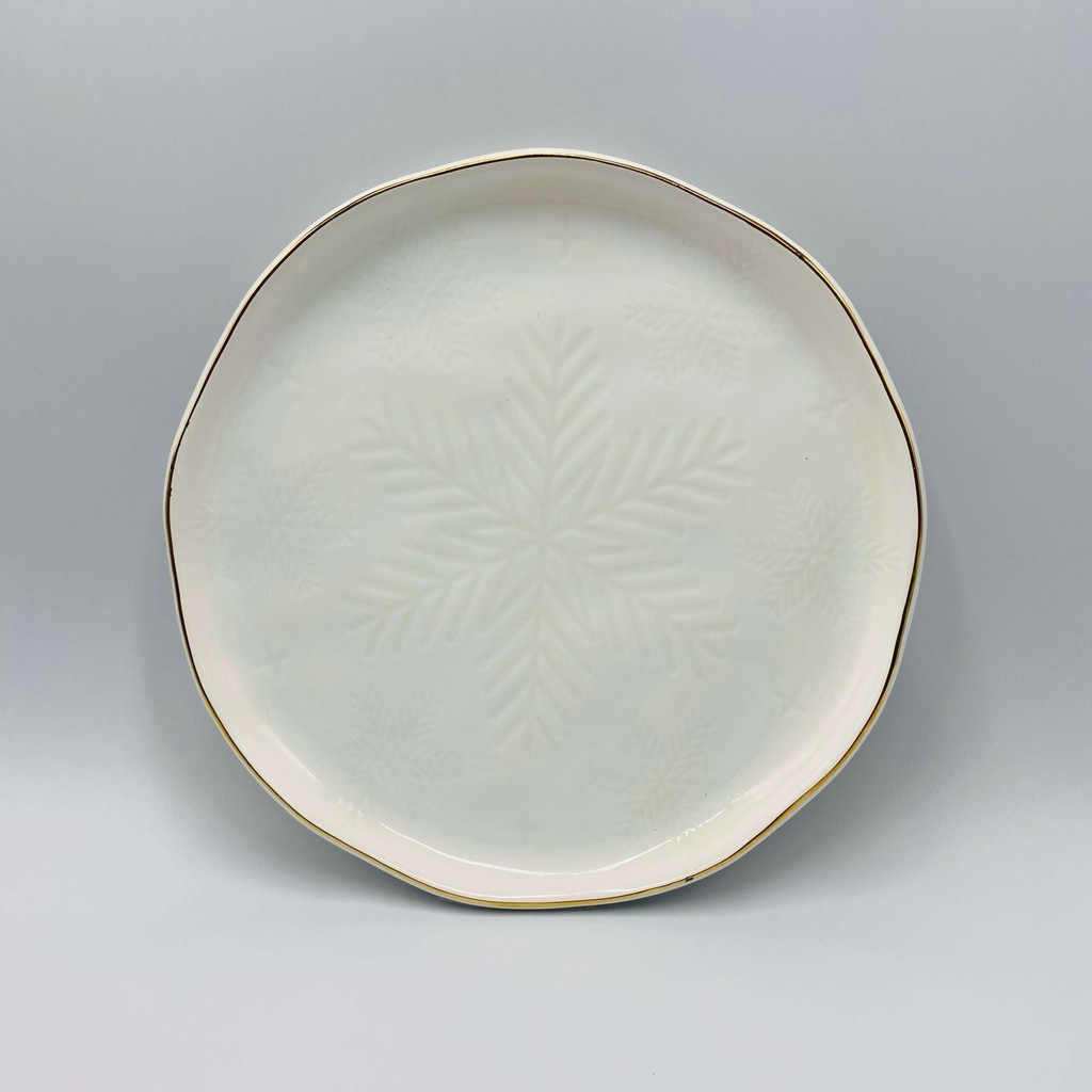 Prato Sobremesa com Filete dourado Snow Flake