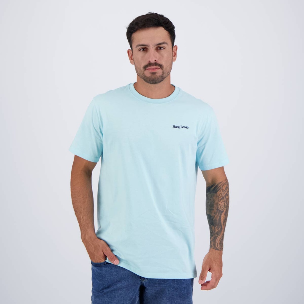Camiseta Hang Loose Lettering Azul em Oferta na Shopee